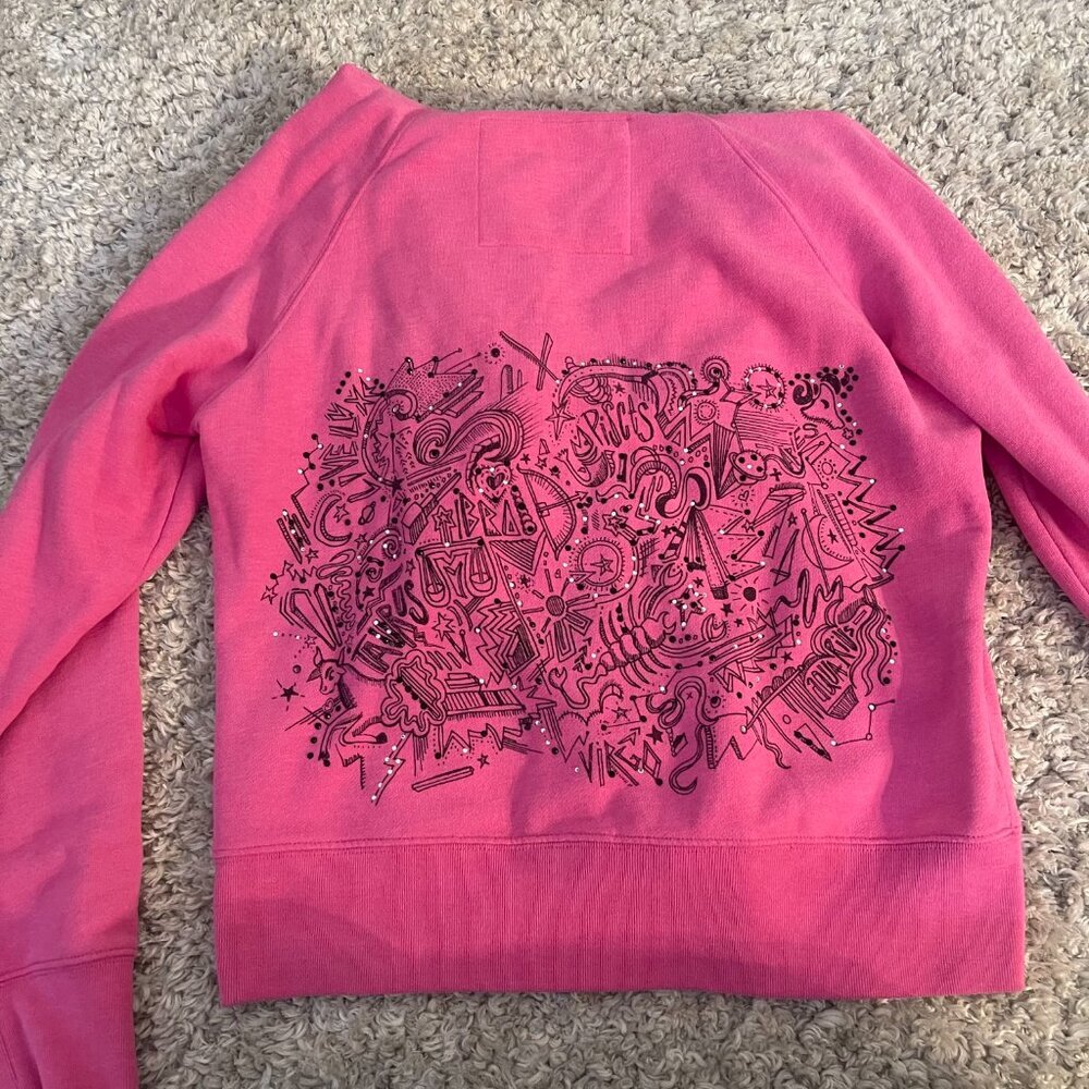 RARE Y2K Victoria’s Secret Zodiac Rhinestone Zip Hoodie M - Picture 3 of 7